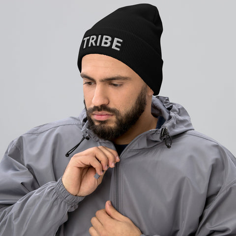 MEN'S TRIBE EMBROIDERED PREMIUM CUFFED BEANIE TIGER SPIRIT MEGASTORE Black 