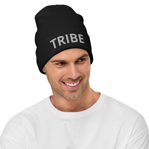 MEN'S TRIBE EMBROIDERED PREMIUM KNIT BEANIE TIGER SPIRIT MEGASTORE Black 