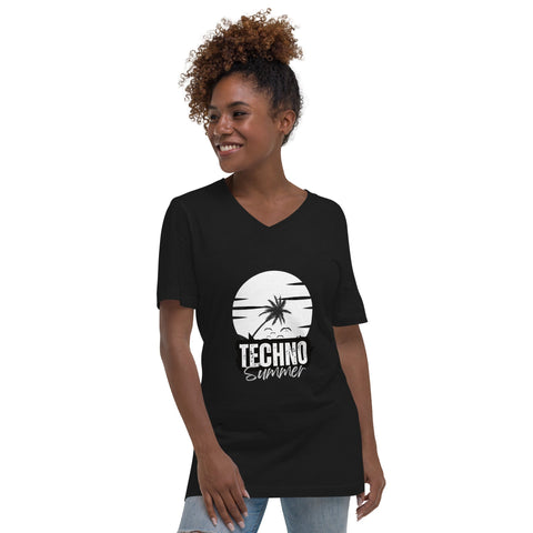 TECHNO TRIBE PODCAST 11 WOMEN'S PREMIUM V-NECK T-SHIRT TIGER SPIRIT MEGASTORE S 