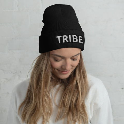 WOMEN'S TRIBE EMBROIDERED PREMIUM CUFFED BEANIE TIGER SPIRIT MEGASTORE Black 