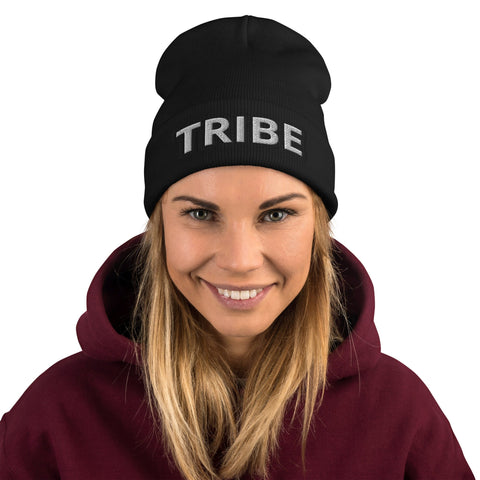 WOMEN'S TRIBE EMBROIDERED PREMIUM KNIT BEANIE TIGER SPIRIT MEGASTORE Black 