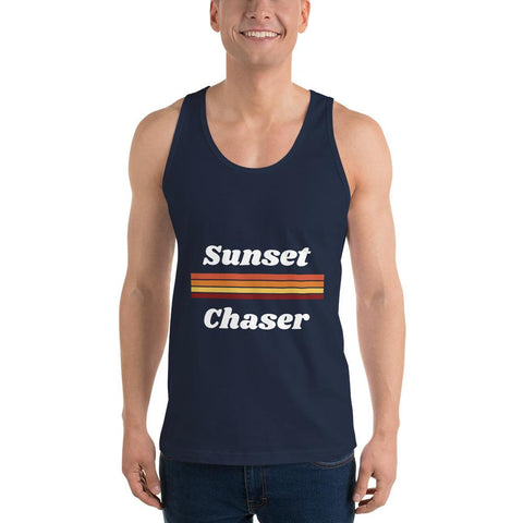 MENS CLASSIC TANK TOP SUNSET CHASER THE SUCCESS MERCH Navy XS 