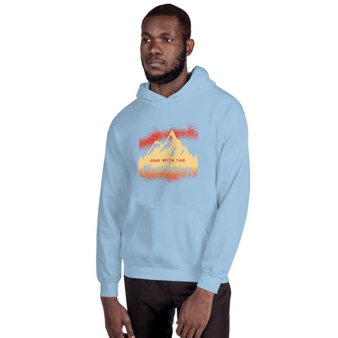 MENS HOODIE ONE WITH THE MOUNTAINS MOTIVATIONAL QUOTES HOODIES THE SUCCESS MERCH Light Blue S 