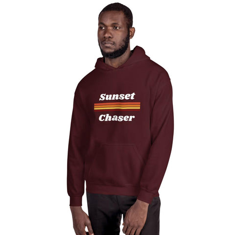 MENS HOODIE SUNSET CHASER MOTIVATIONAL QUOTES HOODIES THE SUCCESS MERCH Maroon S 