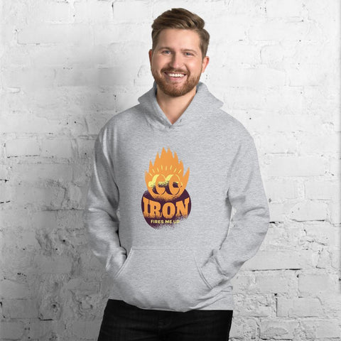 MENS IRON FIRES ME UP HOODIE MOTIVATIONAL QUOTES HOODIES THE SUCCESS MERCH Sport Grey S 
