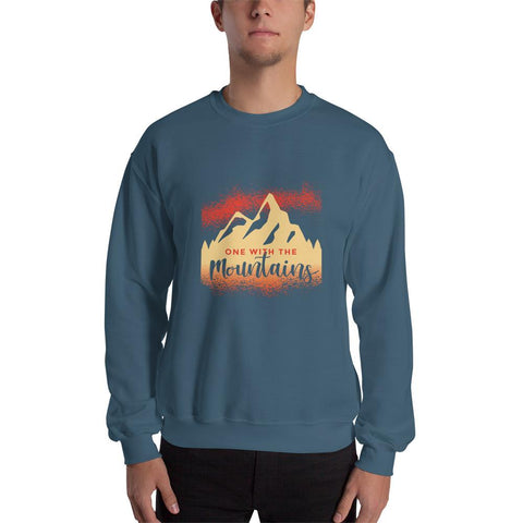 MENS SWEATSHIRT ONE WITH THE MOUNTAINS MOTIVATIONAL QUOTES SWEATSHIRTS THE SUCCESS MERCH Indigo Blue S 