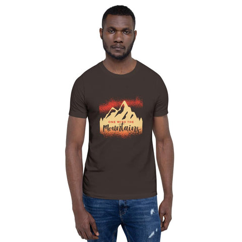 MENS T-SHIRT ONE WITH THE MOUNTAINS MOTIVATIONAL QUOTES T-SHIRTS THE SUCCESS MERCH Brown S 
