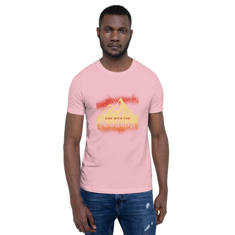 MENS T-SHIRT ONE WITH THE MOUNTAINS MOTIVATIONAL QUOTES T-SHIRTS THE SUCCESS MERCH Pink S 