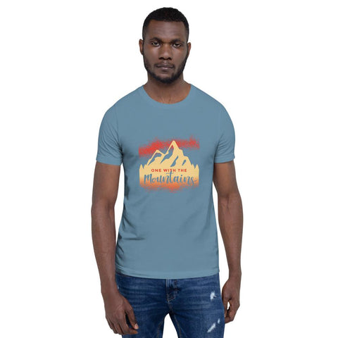MENS T-SHIRT ONE WITH THE MOUNTAINS MOTIVATIONAL QUOTES T-SHIRTS THE SUCCESS MERCH Steel Blue S 