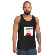 TECHNO TRIBE BLACKOUT 03 MEN'S PREMIUM TANK TOP TIGER SPIRIT MEGASTORE Charcoal-Black Triblend XS 