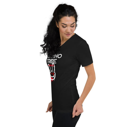 TECHNO TRIBE PODCAST 06 WOMEN'S PREMIUM V-NECK T-SHIRT TIGER SPIRIT MEGASTORE 