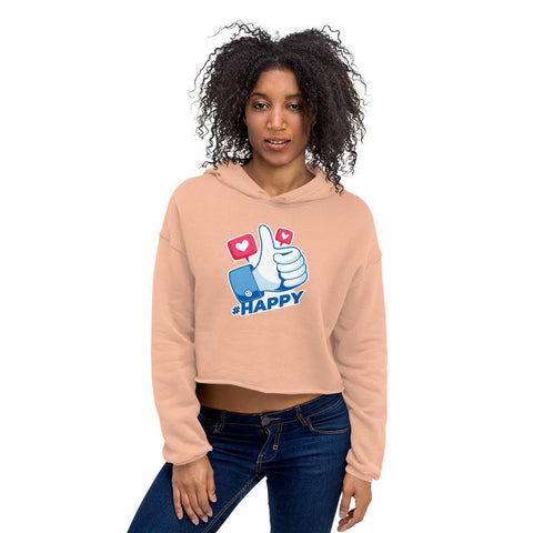 WOMENS CROP HOODIE HAPPY DESIGN MOTIVATIONAL QUOTES HOODIES THE SUCCESS MERCH Peach S 