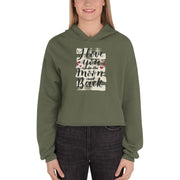 WOMENS CROP HOODIE LOVE YOU TO THE MOON AND BACK MOTIVATIONAL QUOTES HOODIES THE SUCCESS MERCH Military Green S 