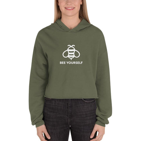 WOMENS CROP HOODIE MOTIVATIONAL QUOTES HOODIES THE SUCCESS MERCH Military Green S 
