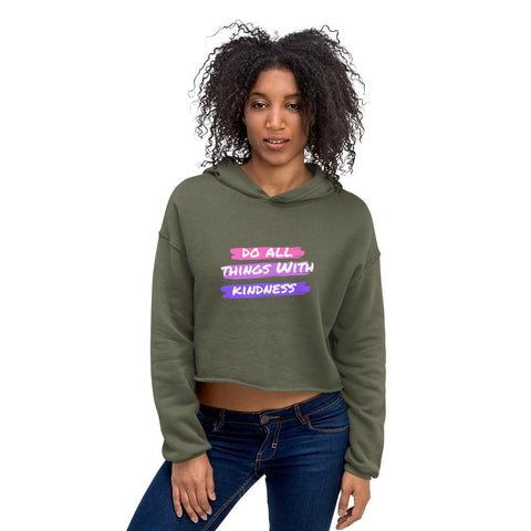 WOMENS CROP HOODIE MOTIVATIONAL QUOTES HOODIES THE SUCCESS MERCH Military Green S 