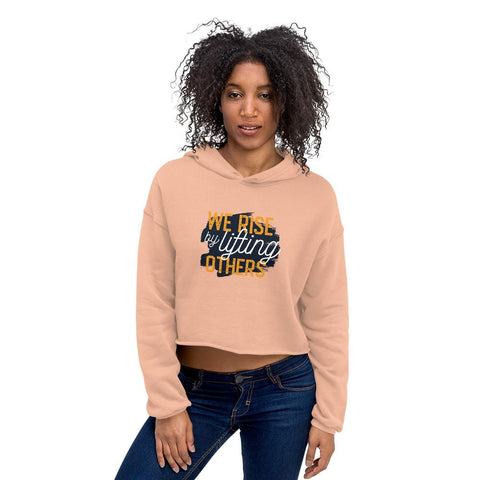 WOMENS CROP HOODIE WE RISE MOTIVATIONAL QUOTES HOODIES THE SUCCESS MERCH Peach S 