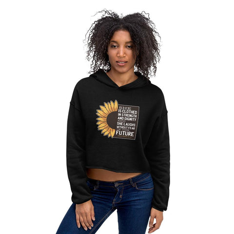 WOMENS CROP HOODY SUNFLOWER MOTIVATIONAL QUOTES HOODIES THE SUCCESS MERCH Black S 