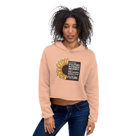 WOMENS CROP HOODY SUNFLOWER MOTIVATIONAL QUOTES HOODIES THE SUCCESS MERCH Peach S 