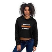 WOMENS CROP HOODY SUNSET CHASER MOTIVATIONAL QUOTES HOODIES THE SUCCESS MERCH Black S 