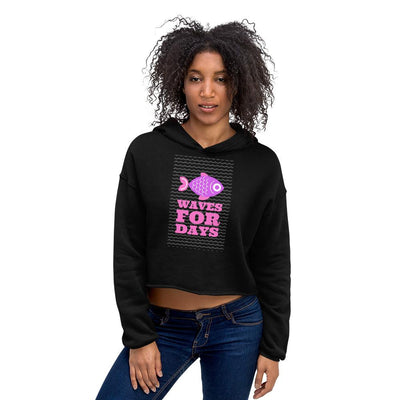 WOMENS CROP HOODY WAVES FOR DAYS MOTIVATIONAL QUOTES HOODIES THE SUCCESS MERCH Black S 