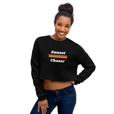 WOMENS CROP SWEATSHIRT SUNSET CHASER THE SUCCESS MERCH Black S 