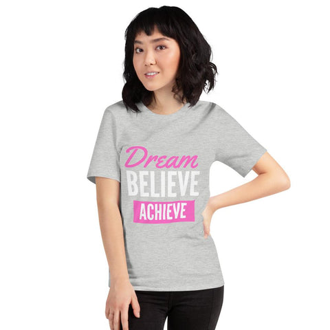 WOMENS DREAM BELIEVE ACHIEVE T-SHIRT MOTIVATIONAL QUOTES T-SHIRTS THE SUCCESS MERCH Athletic Heather S 