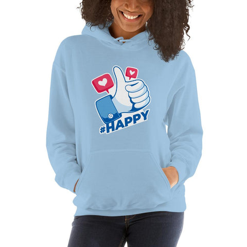 WOMENS HOODIE HAPPY DESIGN MOTIVATIONAL QUOTES HOODIES THE SUCCESS MERCH Light Blue S 
