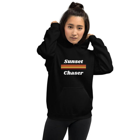 WOMENS HOODIE SUNSET CHASER MOTIVATIONAL QUOTES HOODIES THE SUCCESS MERCH Black S 