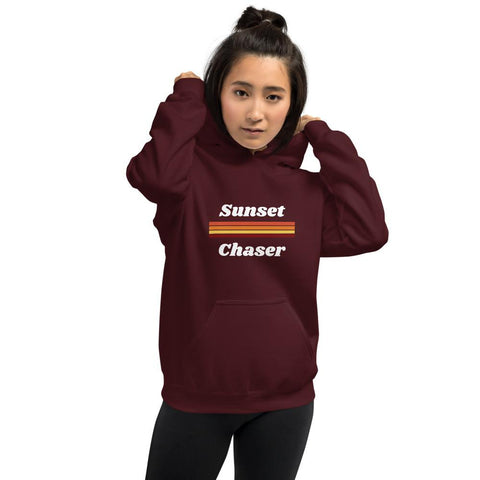 WOMENS HOODIE SUNSET CHASER MOTIVATIONAL QUOTES HOODIES THE SUCCESS MERCH Maroon S 