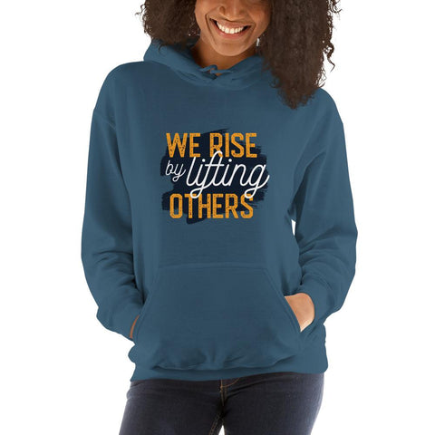 WOMENS HOODIE WE RISE MOTIVATIONAL QUOTES HOODIES THE SUCCESS MERCH Indigo Blue S 