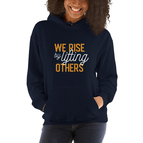 WOMENS HOODIE WE RISE MOTIVATIONAL QUOTES HOODIES THE SUCCESS MERCH Navy S 