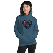 WOMENS HOODY ALL YOU NEED IS LOVE MOTIVATIONAL QUOTES HOODIES THE SUCCESS MERCH Indigo Blue S 