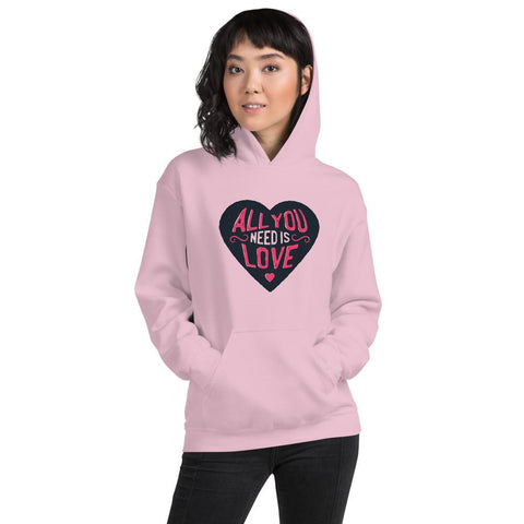 WOMENS HOODY ALL YOU NEED IS LOVE MOTIVATIONAL QUOTES HOODIES THE SUCCESS MERCH Light Pink S 