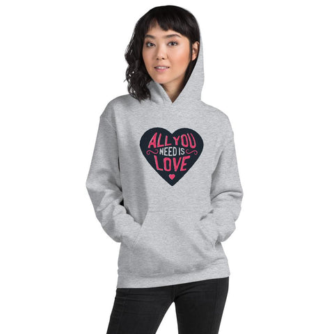 WOMENS HOODY ALL YOU NEED IS LOVE MOTIVATIONAL QUOTES HOODIES THE SUCCESS MERCH Sport Grey S 
