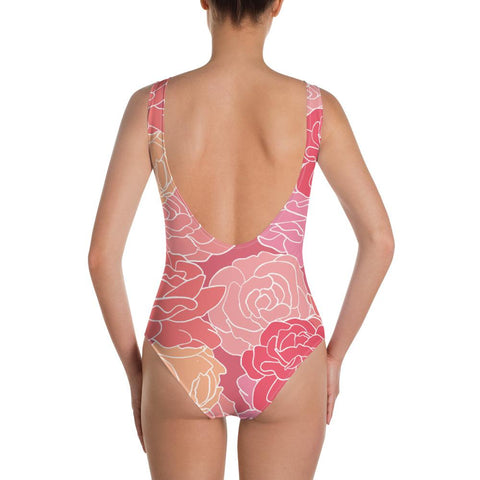 WOMENS ONE-PIECE SWIMSUIT ROSE FLORAL THE SUCCESS MERCH 
