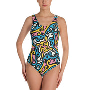 WOMENS ONE-PIECE SWIMSUIT SWIRL FLORAL THE SUCCESS MERCH XS 