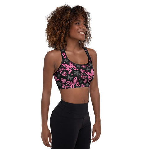 WOMENS PADDED SPORTS BRA BUTTERFLY FLORAL THE SUCCESS MERCH 