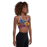 WOMENS PADDED SPORTS BRA ETHNIC FLORAL THE SUCCESS MERCH 
