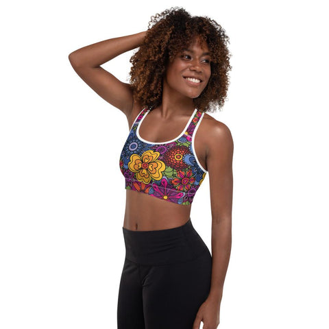 WOMENS PADDED SPORTS BRA ETHNIC FLORAL THE SUCCESS MERCH 