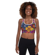 WOMENS PADDED SPORTS BRA ETHNIC FLORAL THE SUCCESS MERCH White XS 
