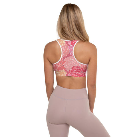 WOMENS PADDED SPORTS BRA ROSE FLORAL THE SUCCESS MERCH 