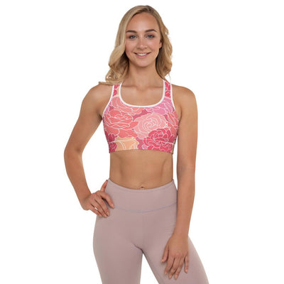 WOMENS PADDED SPORTS BRA ROSE FLORAL THE SUCCESS MERCH White XS 