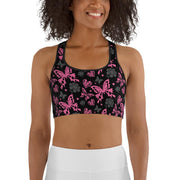 WOMENS SPORTS BRA BUTTERFLY FLORAL THE SUCCESS MERCH White XS 
