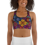 WOMENS SPORTS BRA ETHNIC FLORAL THE SUCCESS MERCH White XS 