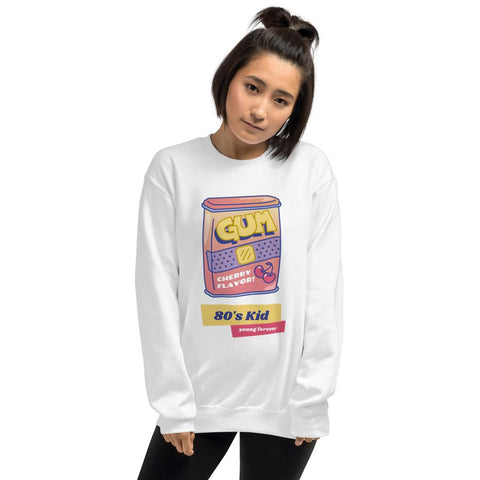 WOMENS SWEATSHIRT 80S KID FOREVER THE SUCCESS MERCH White S 