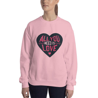 WOMENS SWEATSHIRT ALL YOU NEED IS LOVE THE SUCCESS MERCH Light Pink S 