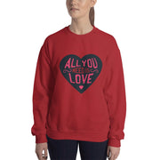 WOMENS SWEATSHIRT ALL YOU NEED IS LOVE THE SUCCESS MERCH Red S 