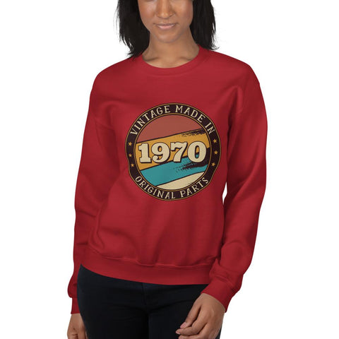 WOMENS SWEATSHIRT VINTAGE MADE IN 1970 THE SUCCESS MERCH Red S 