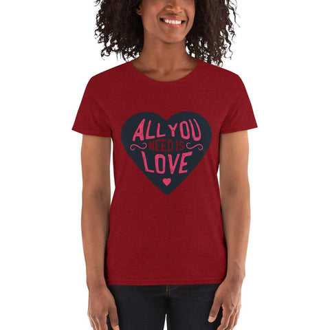 WOMENS T-SHIRT ALL YOU NEED IS LOVE THE SUCCESS MERCH Antique Cherry Red S 