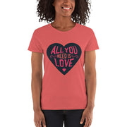 WOMENS T-SHIRT ALL YOU NEED IS LOVE THE SUCCESS MERCH Coral Silk S 